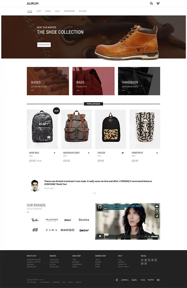 Aurum minimalist shopping theme