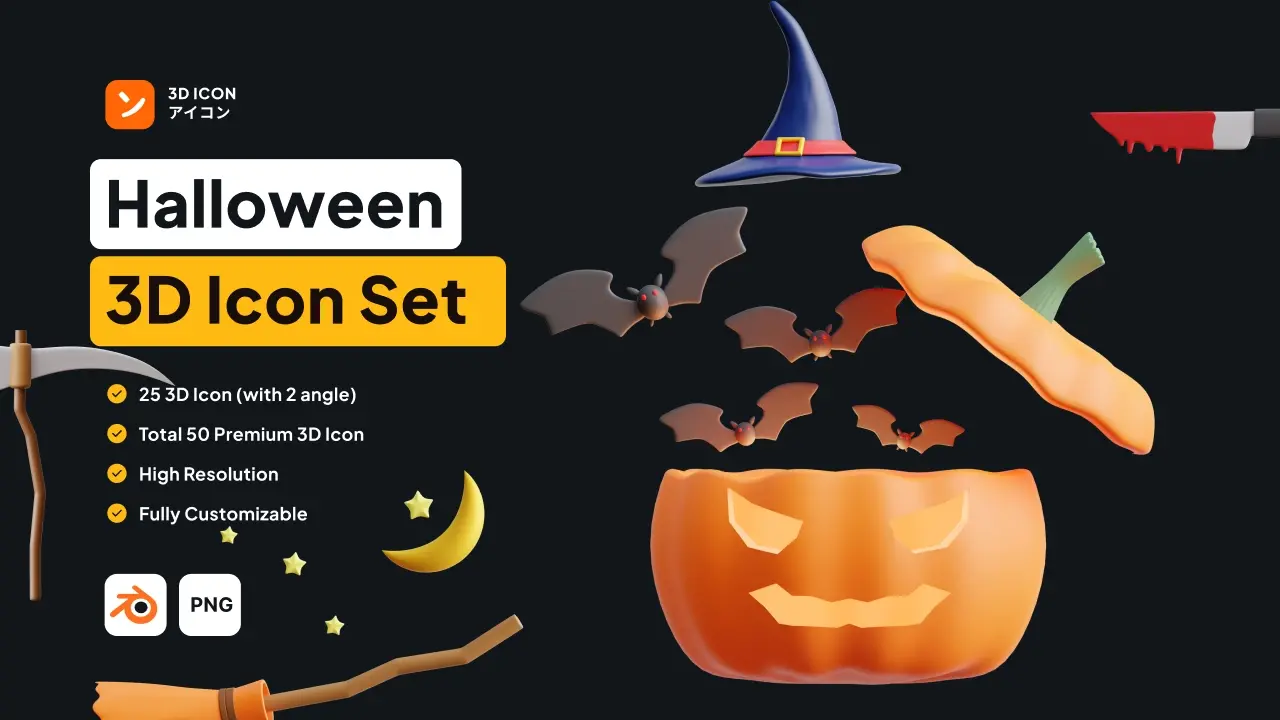 Blogduwebdesign illustrations 3d halloween icon set