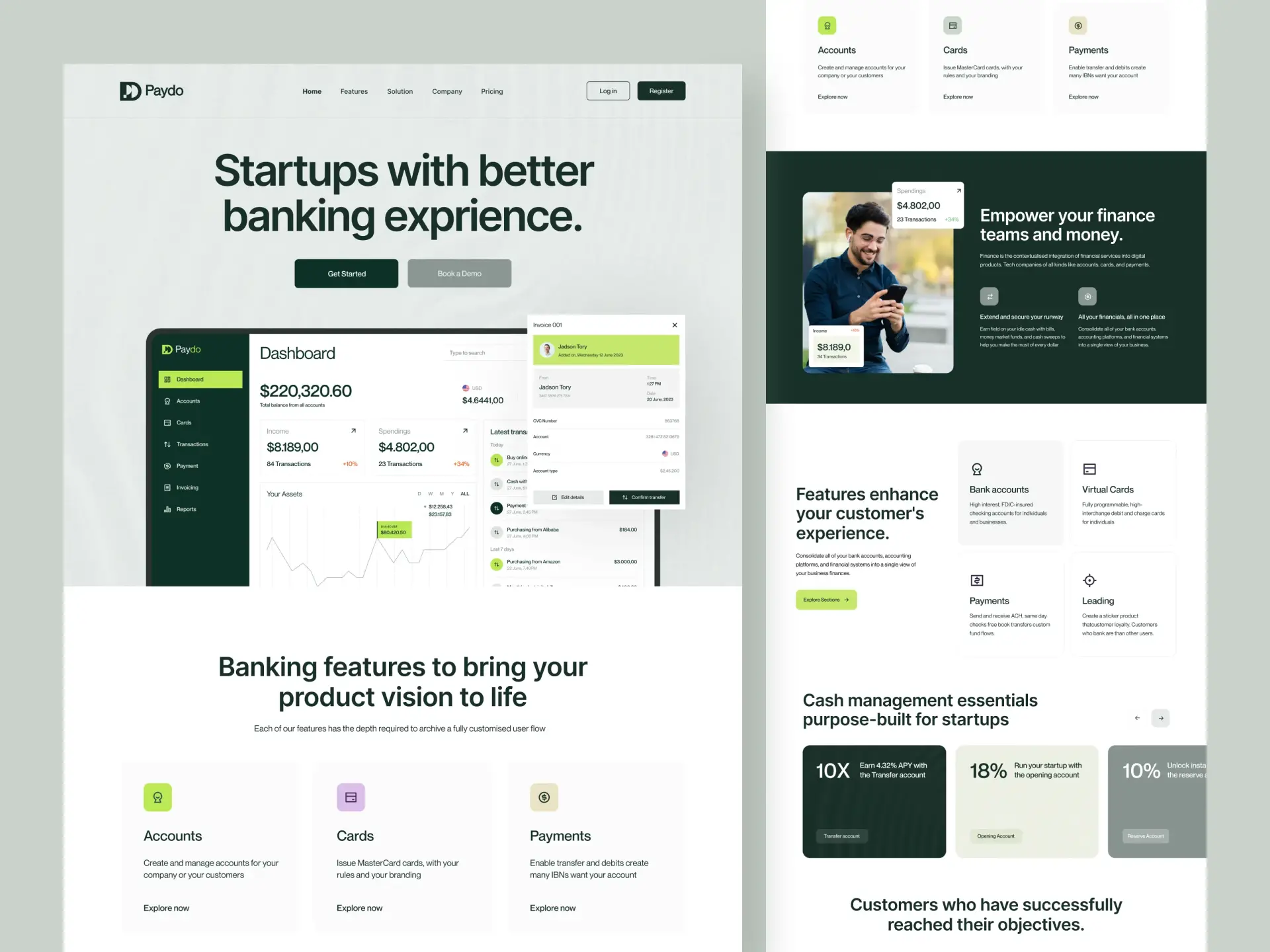 Blogduwebdesign inspiration landing page finance paydo