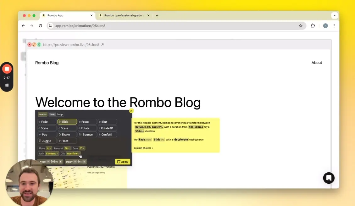 Blogduwebdesign outils animation web rombo beta launch