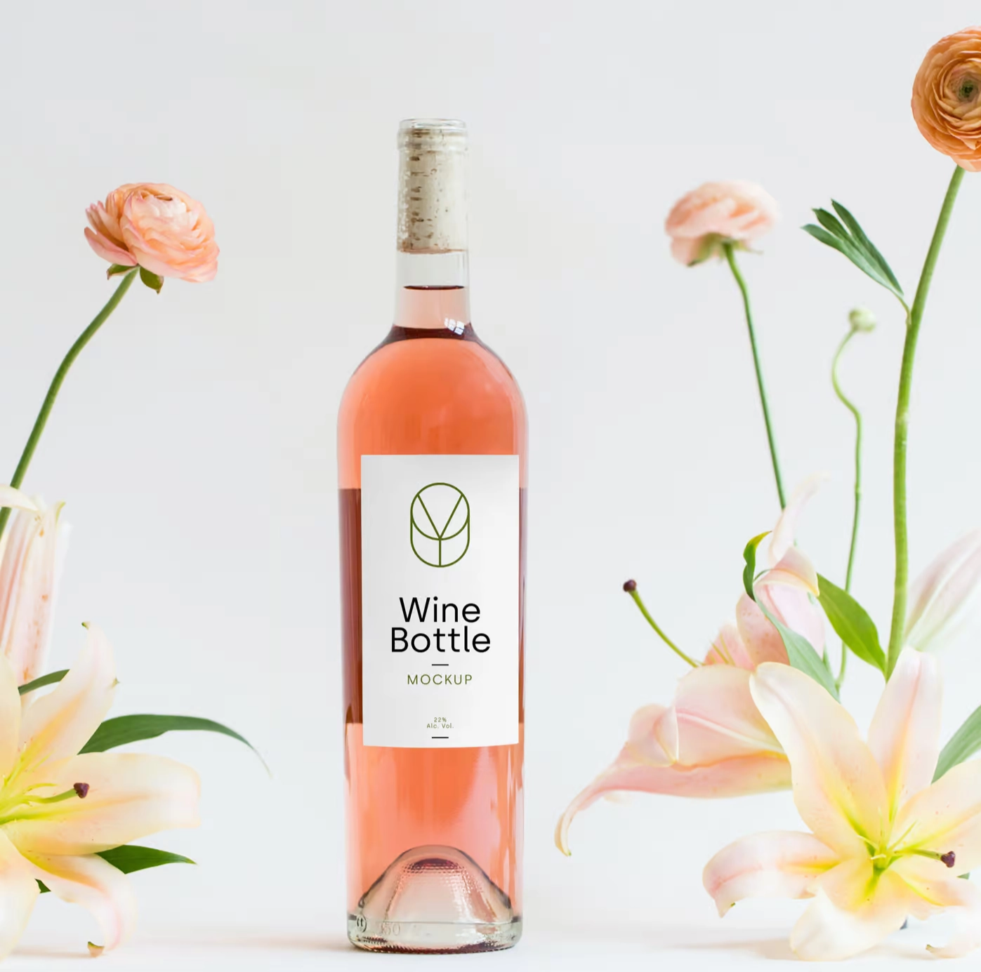 Blogduwebdesign ressources web mockups gratuits bouteille vin rose fleurs crop