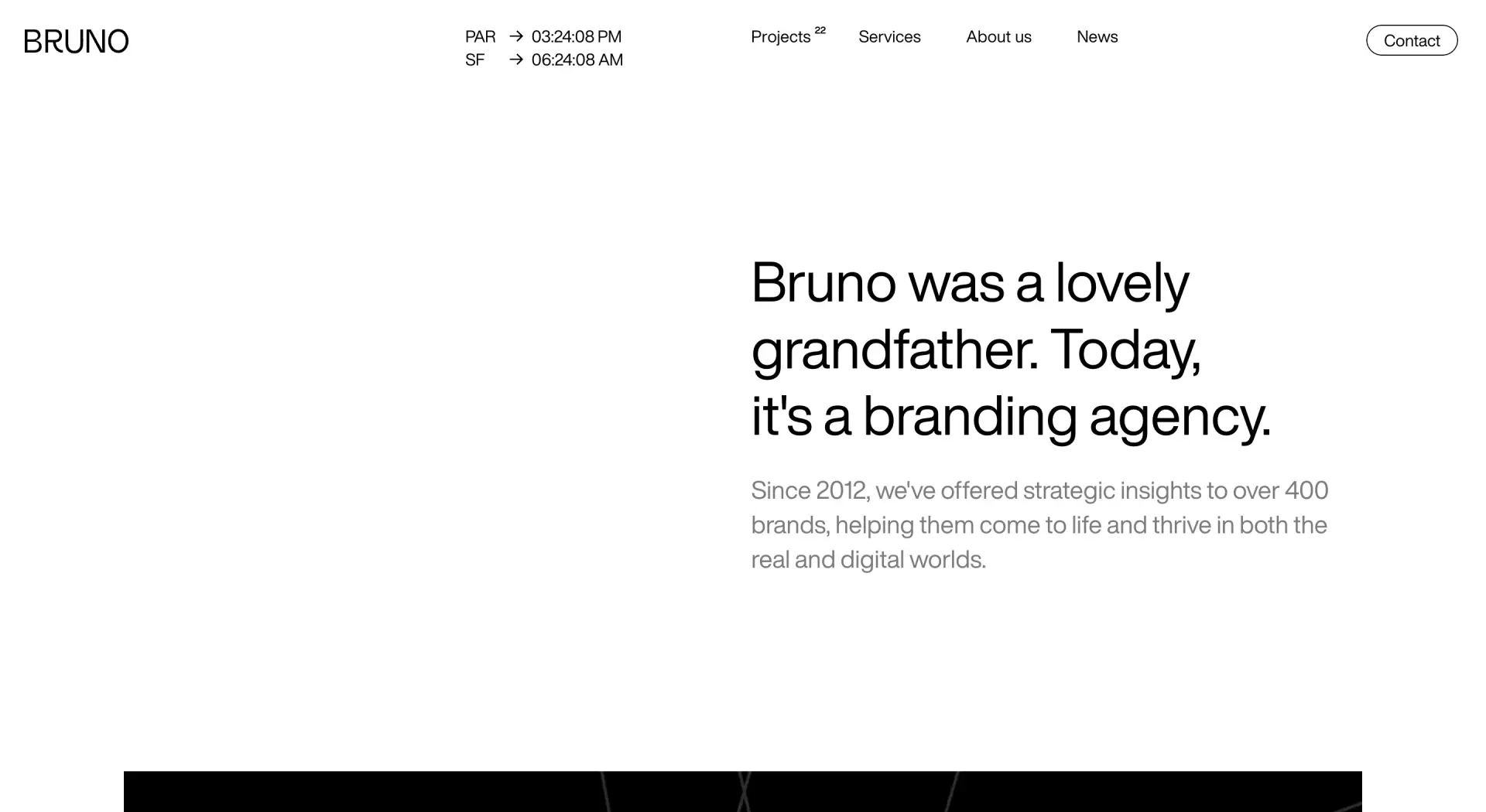 Exemple site web interactif navigation scroll bruno branding agency