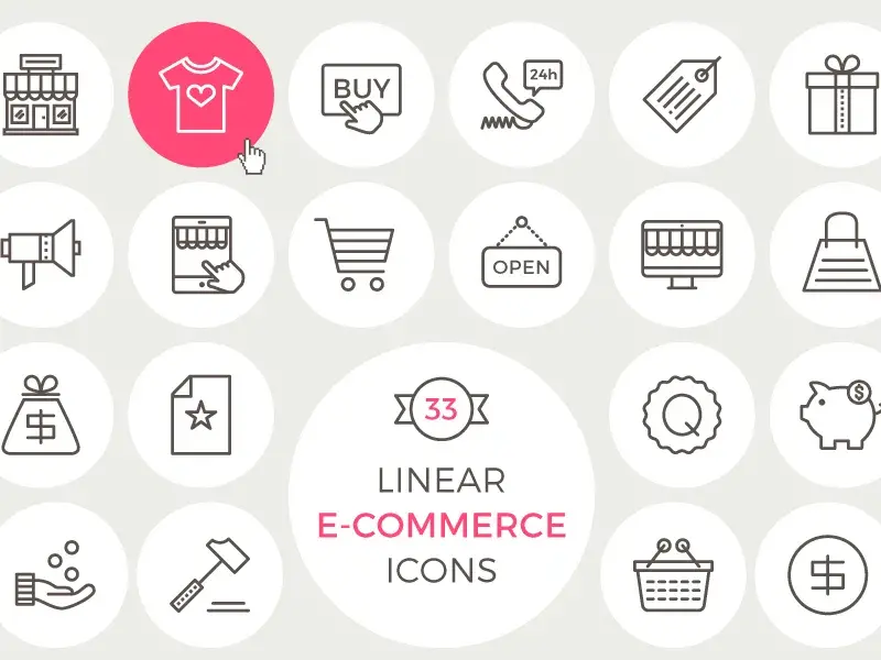 Psd linear ecommerce icons