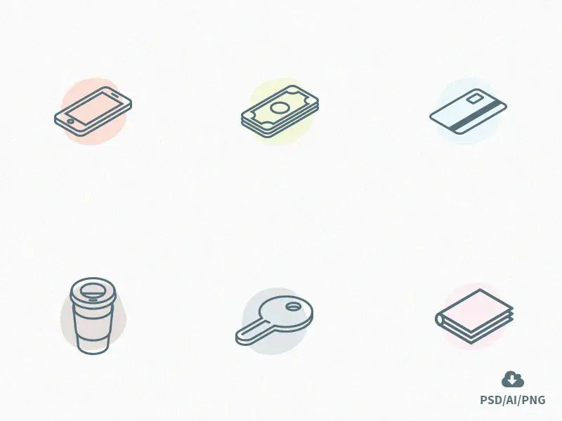 Psd set everyday carry isometric