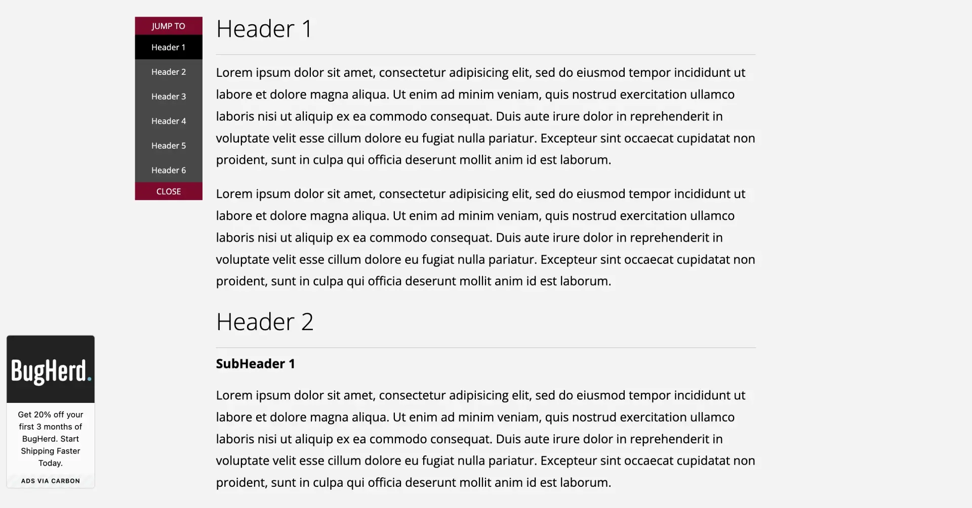 Ressource javascript navigation jquery jump to by pete r