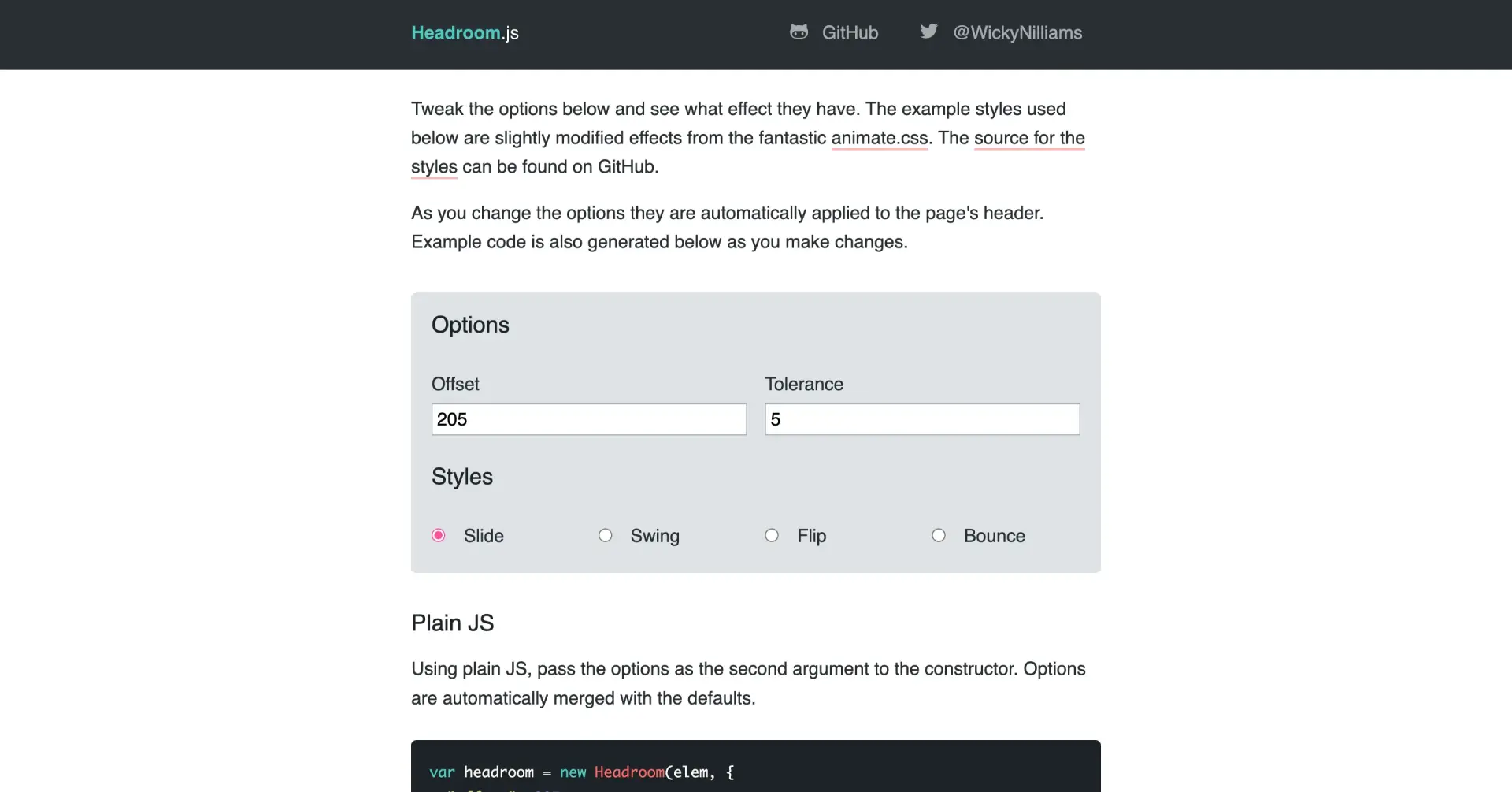 Ressource javascript navigation playroom headroom