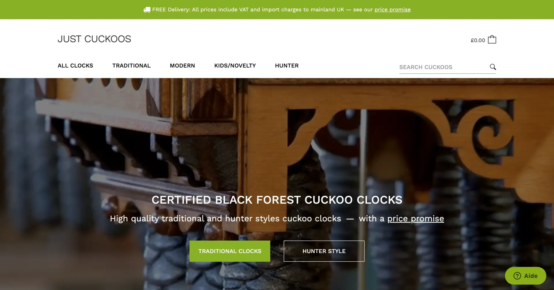 Webdesign ecommerce cuckoo cloks